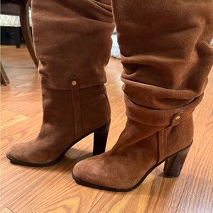 Donald J. Pliner Odessa Chestnut Suede Slouch Heeled Boots